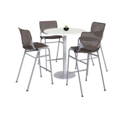 TABLE,4 BRN STOOLS,WH